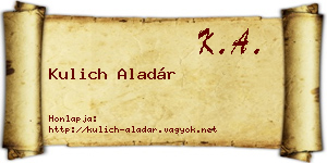 Kulich Aladár névjegykártya
